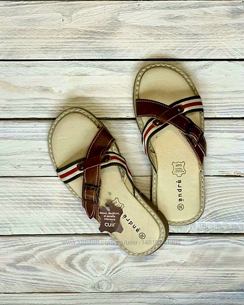 Качественные кожаные шлепки Andre Франция оригинал р. 28,30,31,35