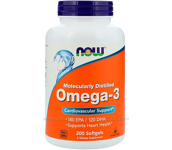 Рыбий жир Now Omega-3 1000mg 200 капсул. Омега-3, омега, fish oil