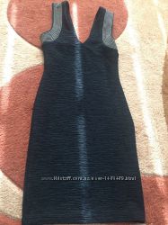 Платье бандажное утяжка нарядное чёрное с камешками 