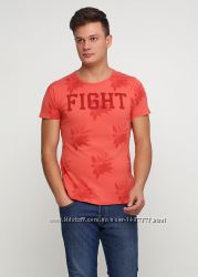  Мужская стильная  футболка от испанского бренда Pull & Bear кораллового цв