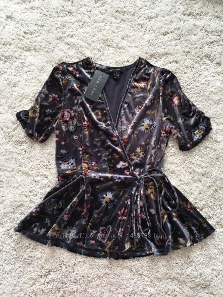 Велюрова блузка на запах  кофта  бархатная блуза new look, р. 36, 40, 42