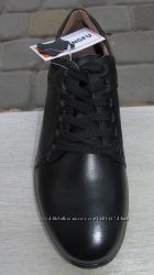 44р новые кожаные мужские подростковые туфли - кроссовки черные кожа Kan