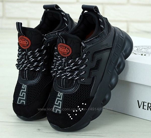 Женские кроссовки Versace Chain Reaction Sneakers. Black Black. Версаче