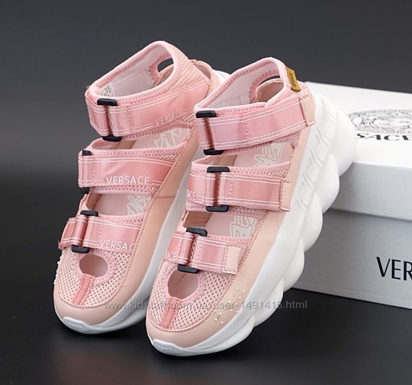 Женские сандалии босоножки Версаче Versace Chain Reaction сандали. Pink