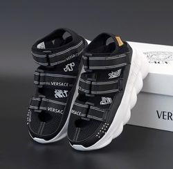 Женские сандалии босоножки Версаче Versace Chain Reaction сандали. Black