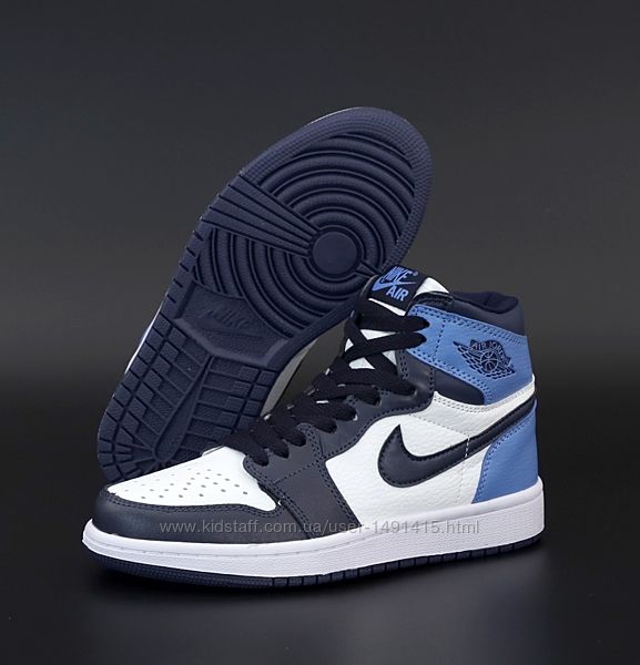 Женские кроссовки Nike Air Jordan 1 Retro. White Blue