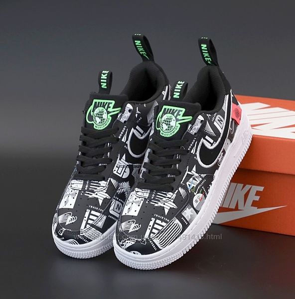 Женские кроссовки Nike Air Force. Black White. Унисекс
