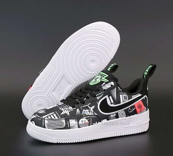 Мужские кроссовки Nike Air Force. Black White. Унисекс