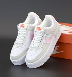 Женские кроссовки Nike Air Force. White Grey Beige