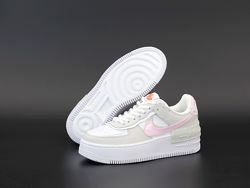 Женские кроссовки Nike Air Force. White Grey Beige