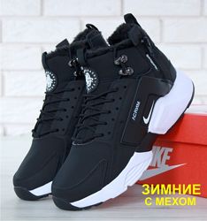 Зимние мужские кроссовки ботинки Nike Huarache Acronym City Winter. Black