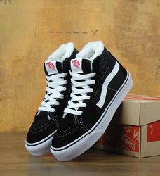 Женские зимние кеды вансы ботинки Vans SK-8 HI. УНИСЕКС. С мехом. Black