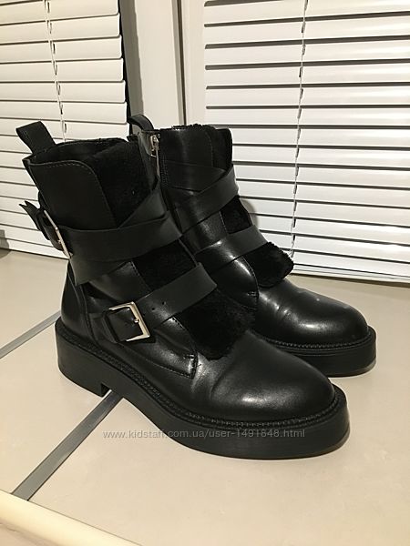 Мега крутые стильные кожаные ботинки с ремешками zara