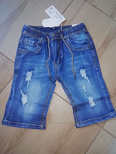 Шорты джинсовые для мальчиков на резинке р.134-140