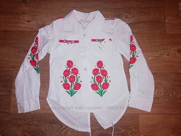 Блуза с вышивкой для девочек, 128-146 Украина