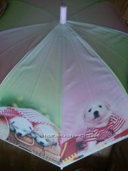 Милый зонт-трость с щеночками